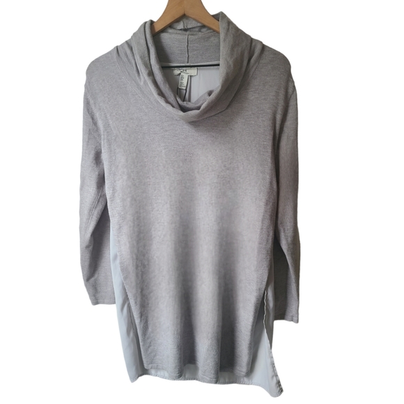 H Halston NWT Cowl Neck Mix Media Sweater Tunic Size Small - Picture 2 of 8